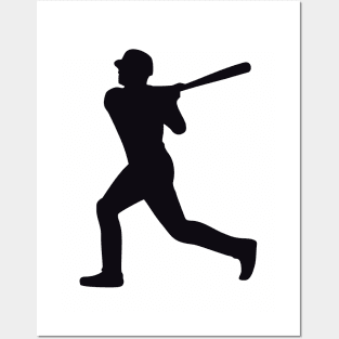 Baseball Player Silhouette - Black Posters and Art